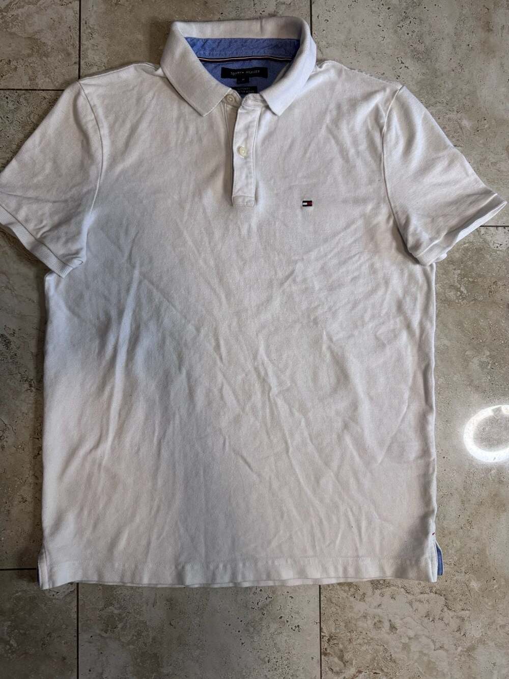 Tommy Hilfiger Men's White Custom Fit Cotton Pique Polo Shirt